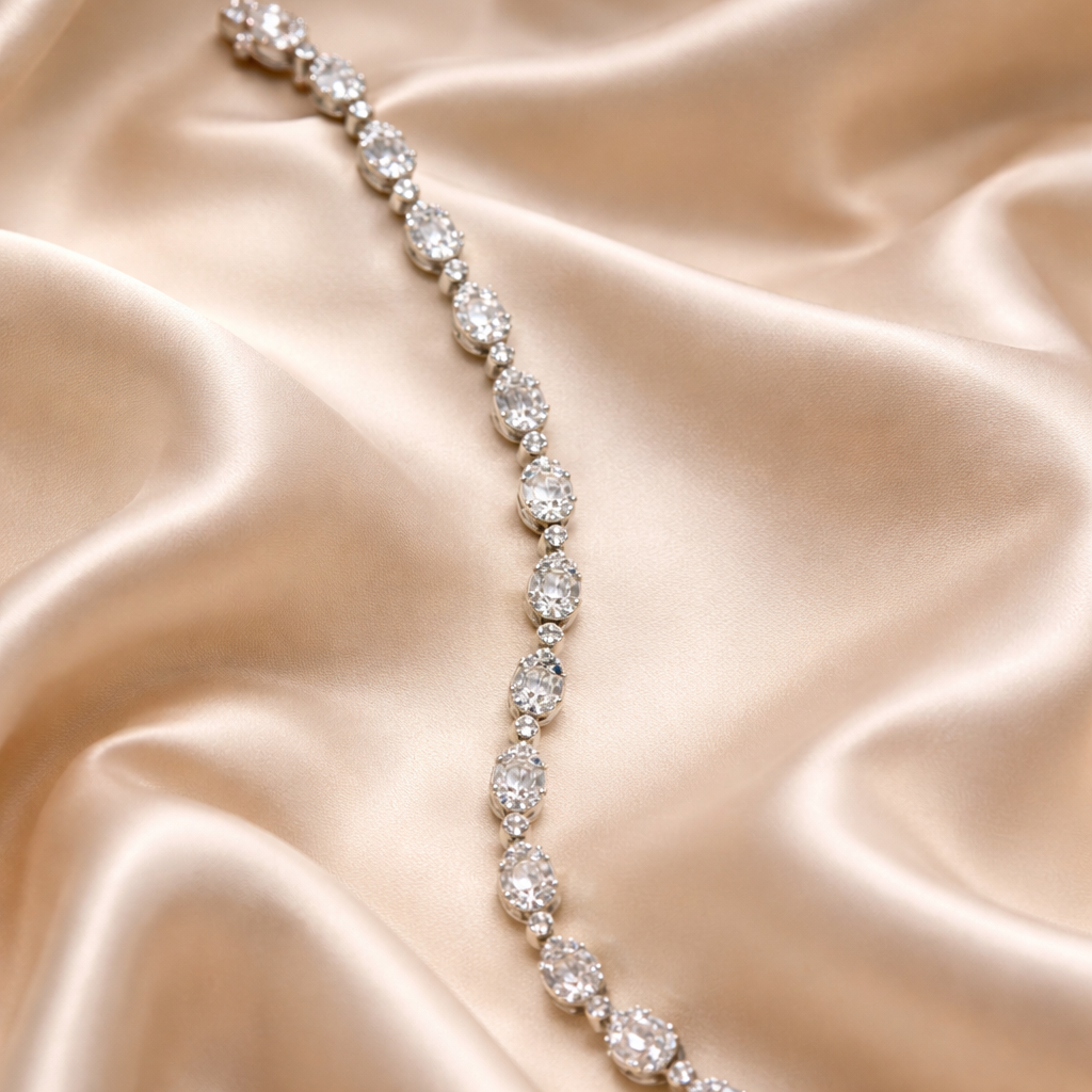 Celeste 3.35ct Natural Diamond Tennis Bracelet – 18K White Gold