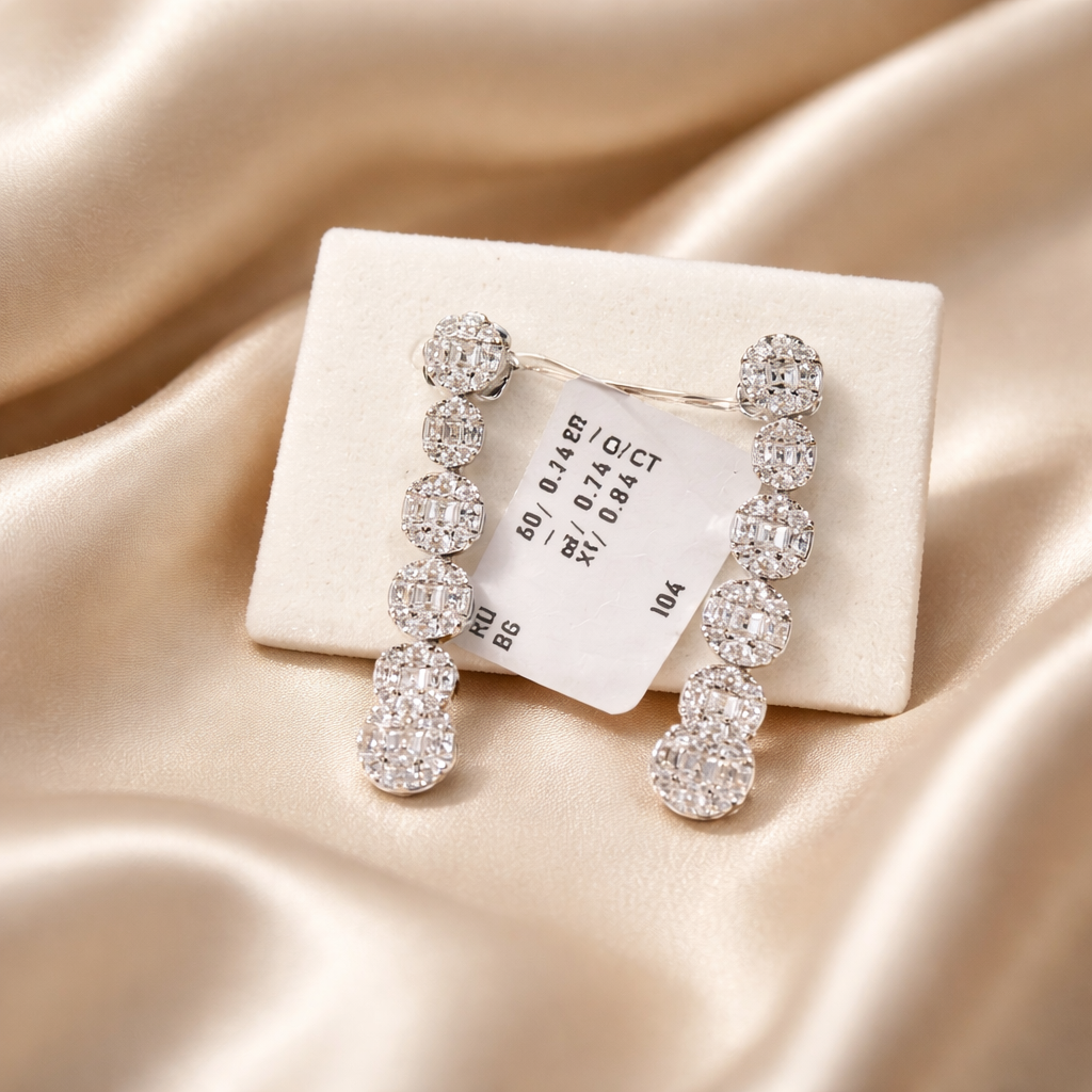 Natural Diamond Drop Earrings in 18K White Gold