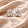 Baguette Diamond Star Studs - 18K White Gold