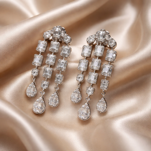 Diamond Chandelier Statement Earrings - 18K White Gold