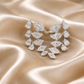 Diamond Floral Drop Earrings - 18K White Gold