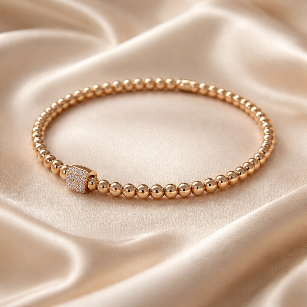 Lush Diamond Bead Bracelet – 18K Gold