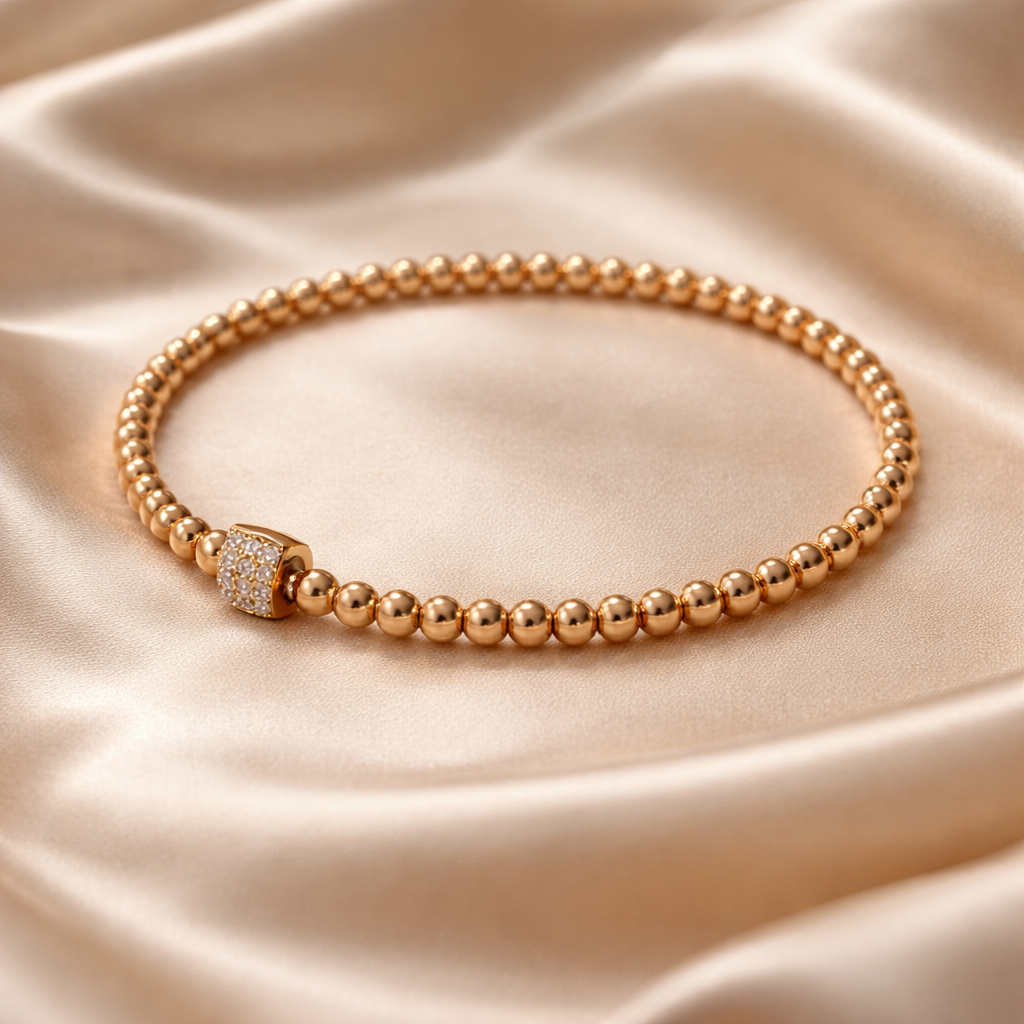 Lush Diamond Bead Bracelet – 18K Gold