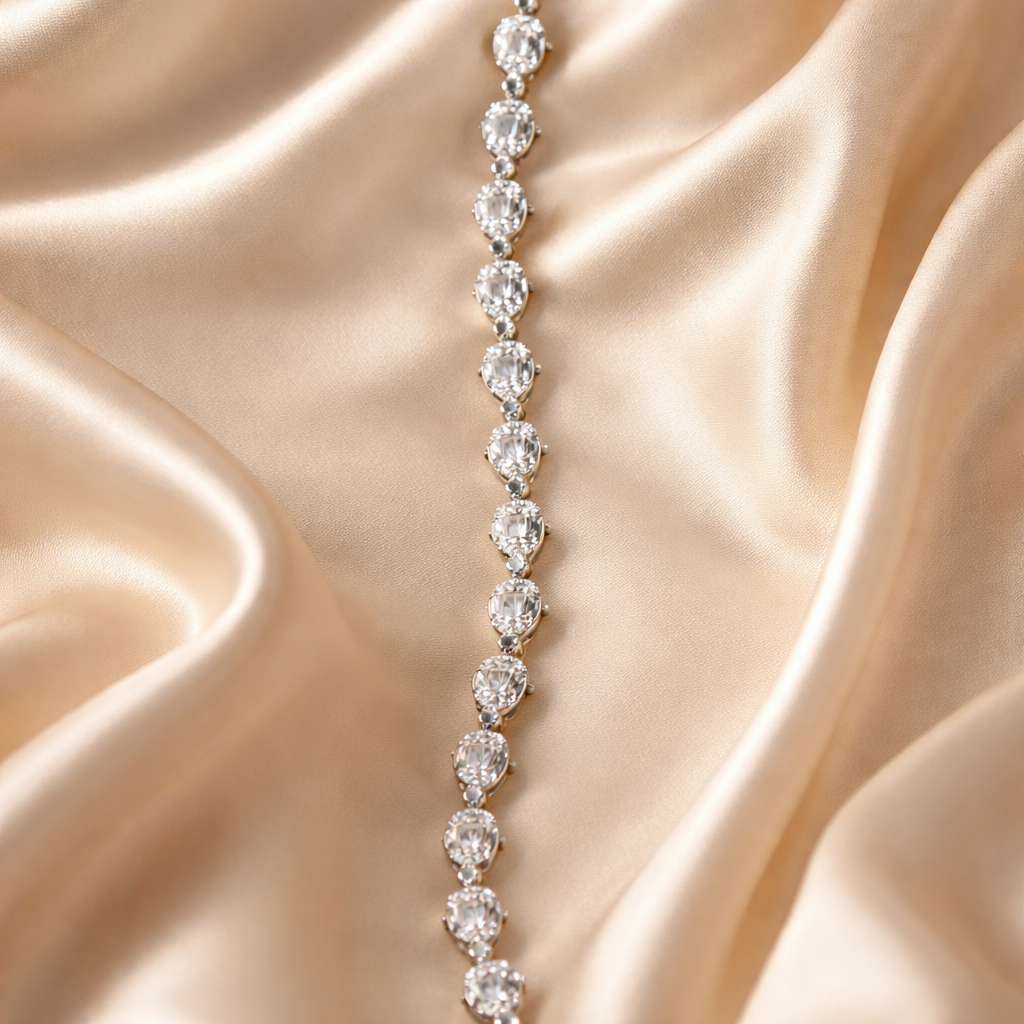 Celeste 3.35ct Natural Diamond Tennis Bracelet – 18K White Gold