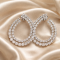 Triple Row Diamond Circle Studs - 18K White Gold