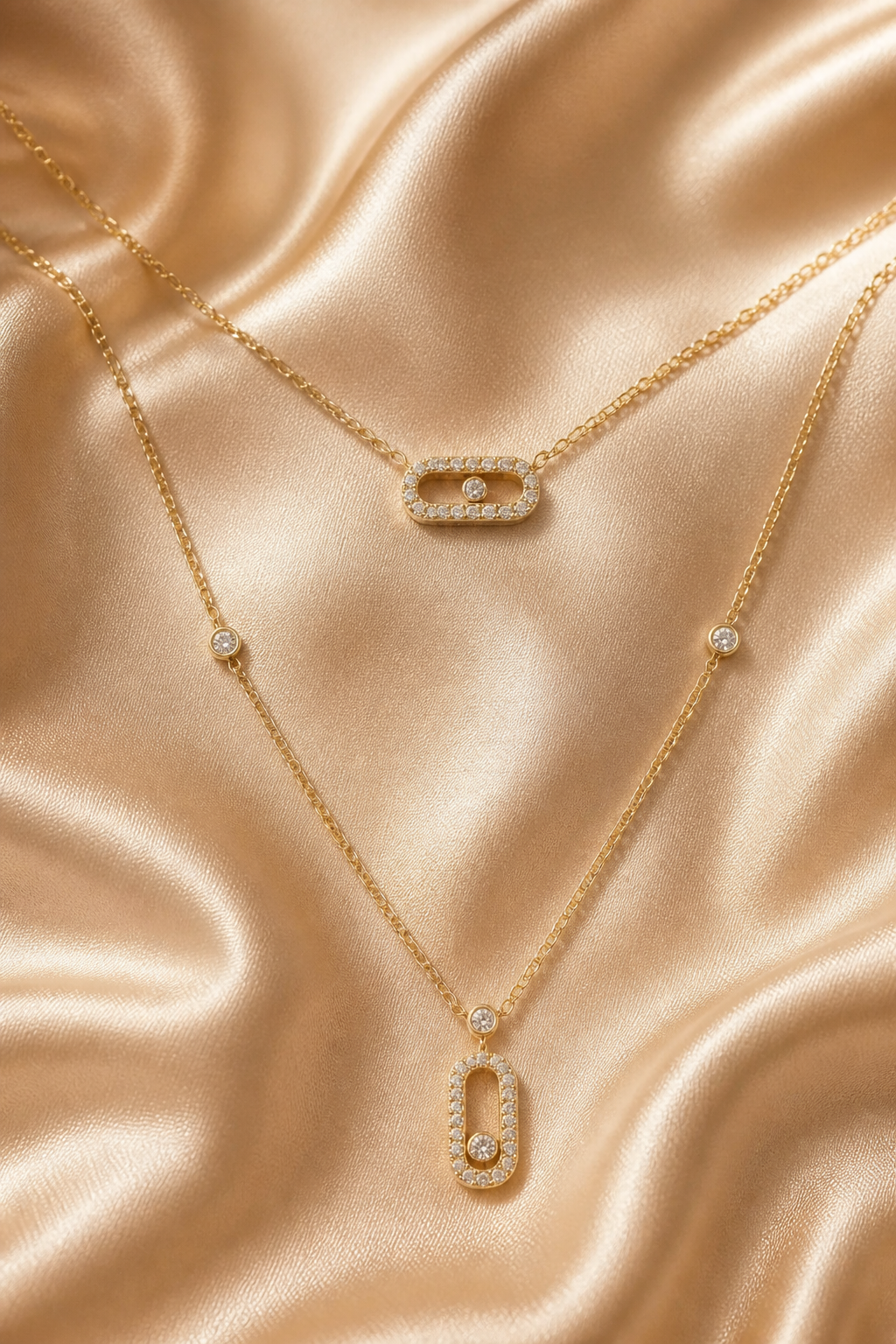 Double layer diamond necklace